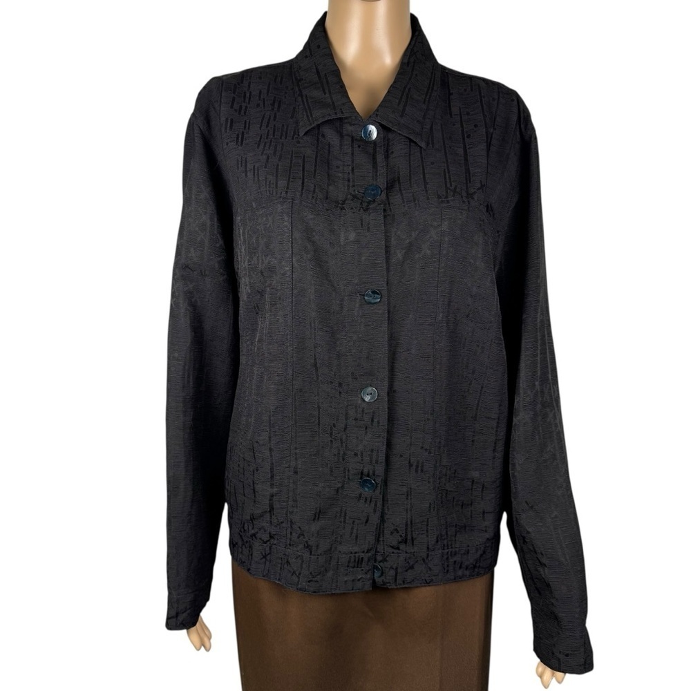 Chico's Black Silk Linen Jacket Shirt Size 3 US XL